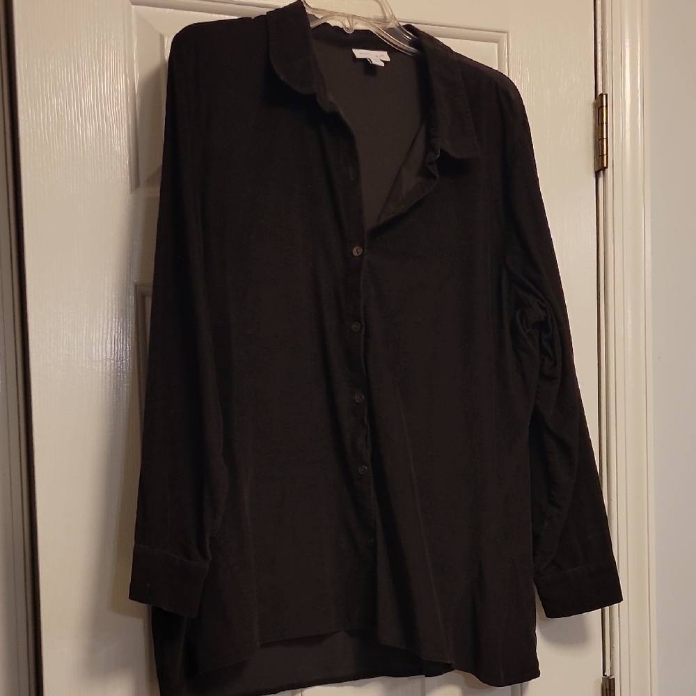 J. Jill Dark Brown Corduroy Shirt Tunic Length